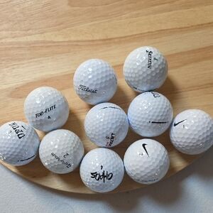 Mixed Brand White Golf Ball Lot Of 10 (Titleist, Top-Flite, Nike, Srixon)